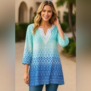 Alfred Dunner Blue and White Women's Blouse 💎